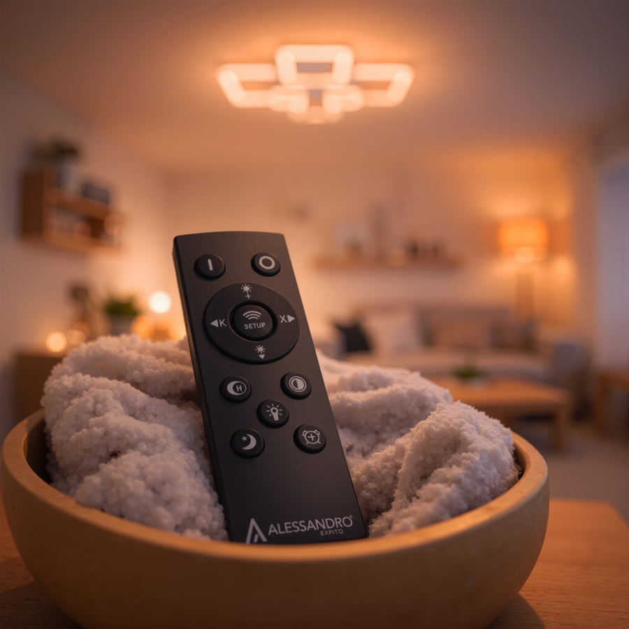 Lustra LED cu telecomanda ELLA 119W, 6 Patrate, lumina Rece/Calda/Neutra, Dimabila, Alb