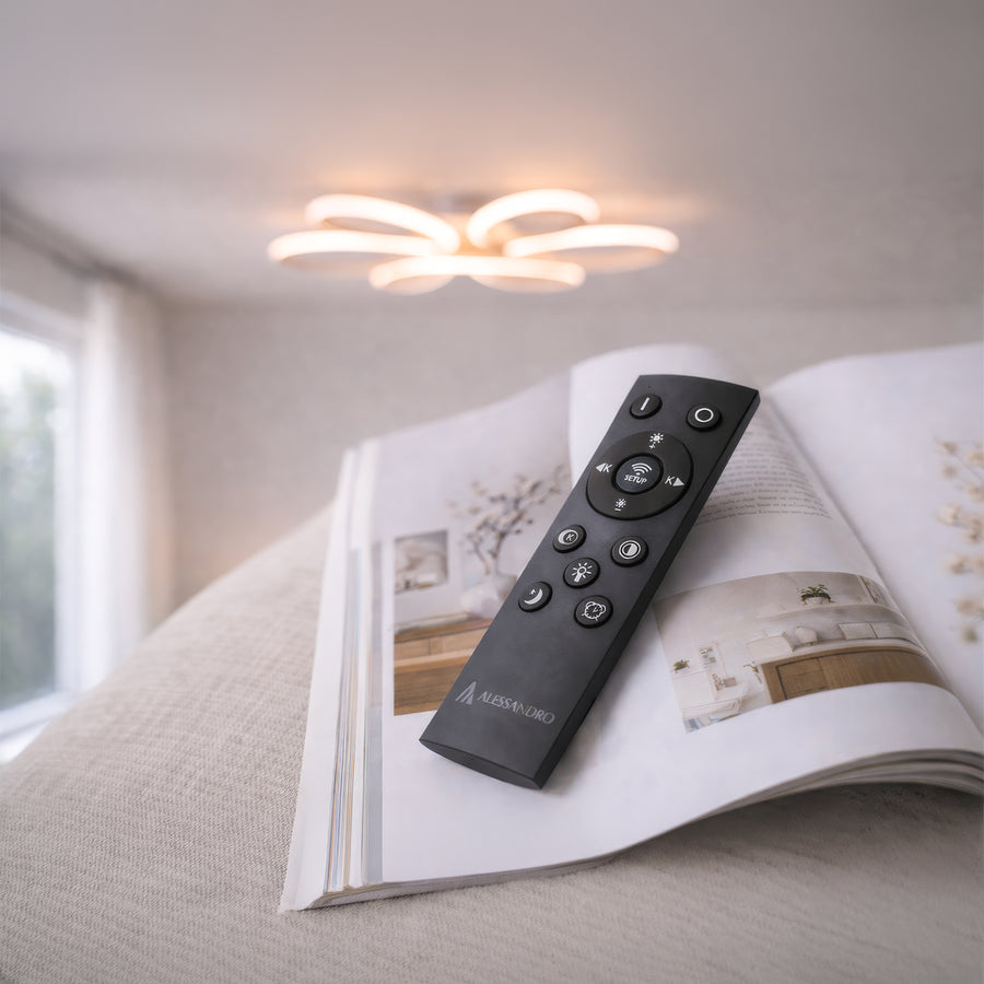 Lustra LED cu telecomanda ELIZA, 63W, lumina Rece/Calda/Neutra, Dimabila, Alb