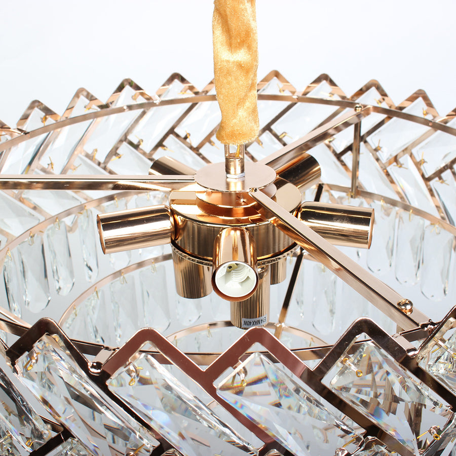 Candelabru Cristal WINDSOR Nobile 5xE14, Diametru 40cm, Auriu Lucios, Inaltime Reglabila