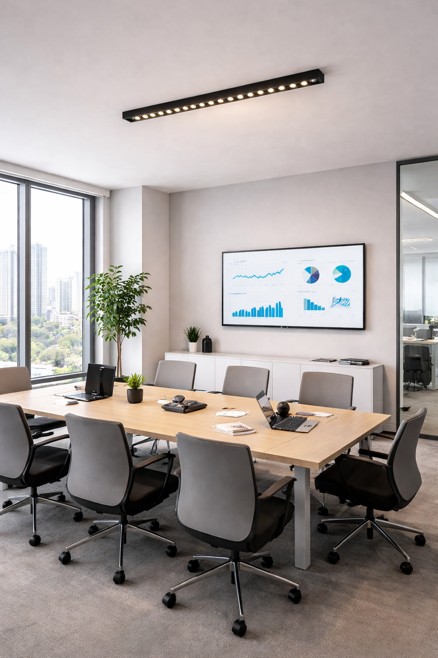 Proiector LED Liniar Aplicat Grilă 24W, Lumina Neutra 4000k, 20 surse, 54 x 3.5 x 6.5 cm