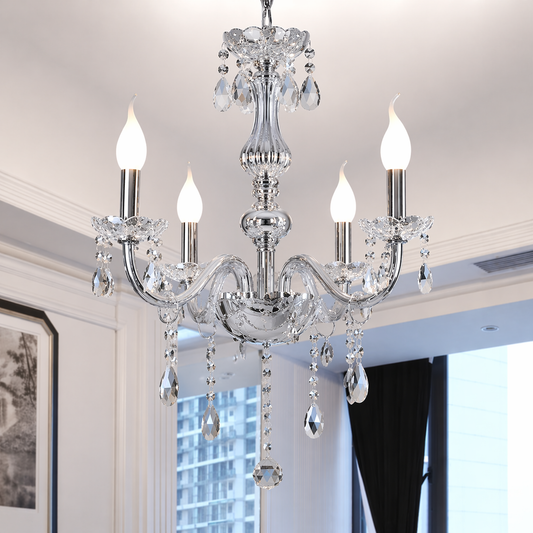 Candelabru Cristal AUGUST Eleganza, 3xE14, Diametru 48cm,  Argintiu, Inaltime Reglabila