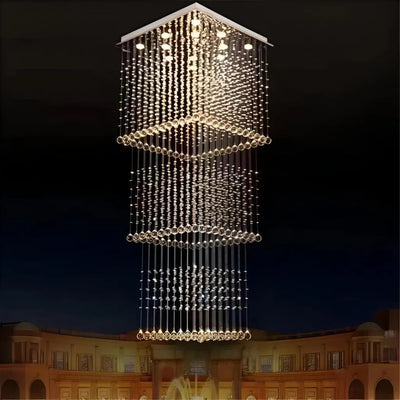 Candelabru Cristal LED 80W PALATINA Auriu, Diametru 50cm, Inaltime 200cm, Model Scara