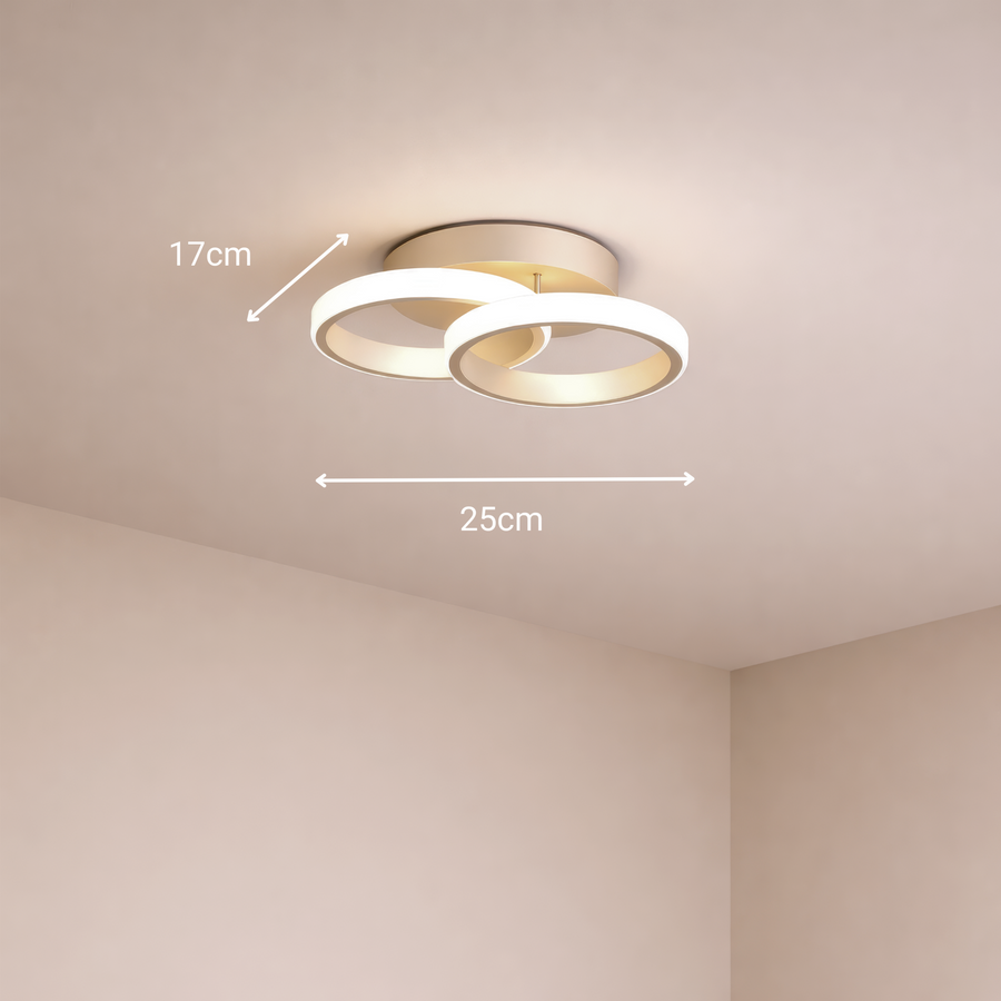 Lustra LED VERTEX CIRCULA 21W, 2 Cercuri, Rame Metalice, lumina Rece/Calda/Neutra, Alb