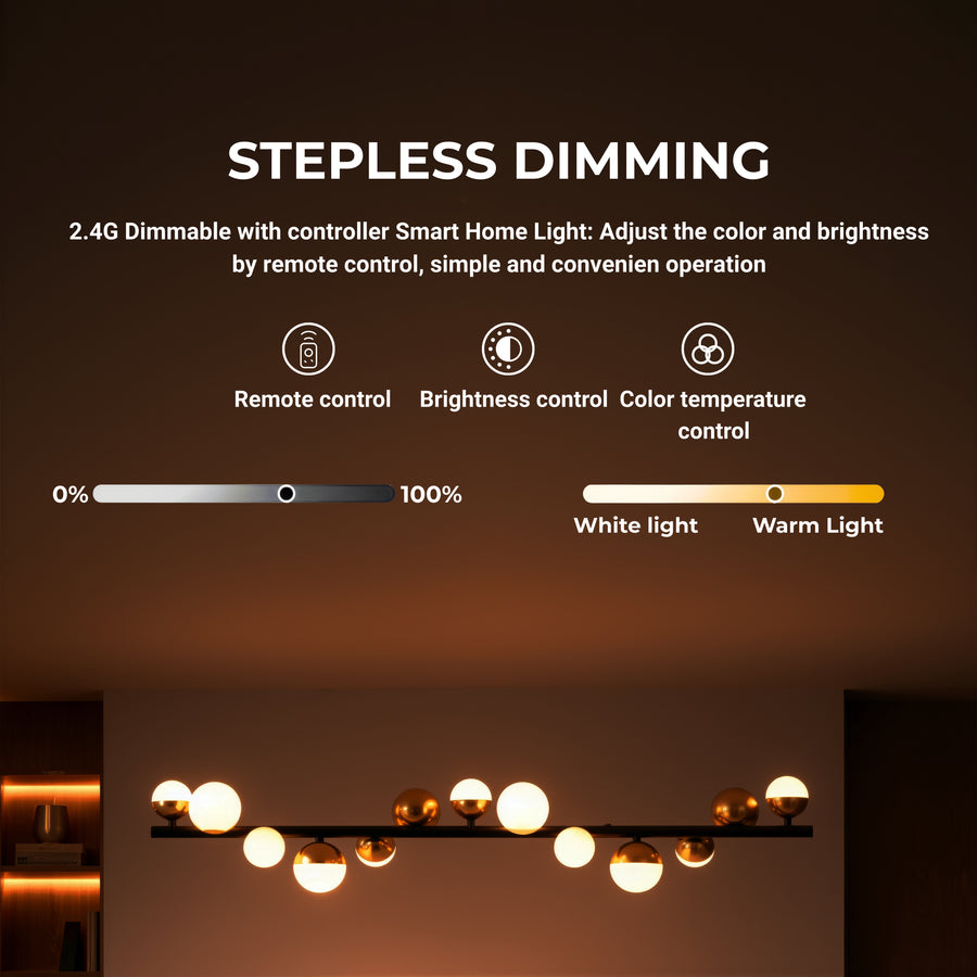 Lustră Suspendată LED Acril Aurion 29W cu Telecomandă, Dimabilă, Negru Auriu, Metal și Acril