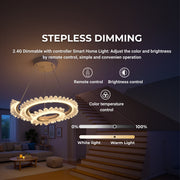 Lustra LED cu Telecomanda  LT188WH, Cristal si Metal, 40W, Dimabila, Inaltime Reglabila, Lumina Rece/Calda/Neutra, Iluminat Luxos