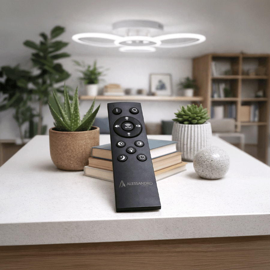 Lustra LED cu telecomanda  BETTY 43W, 4 Cercuri, lumina Rece/Calda/Neutra, Dimabila, Alb