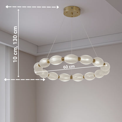 Lustra LED suspendata  FAUSTO II, 42W, lumina Rece/Calda/Neutra, Inaltime Reglabila, Auriu