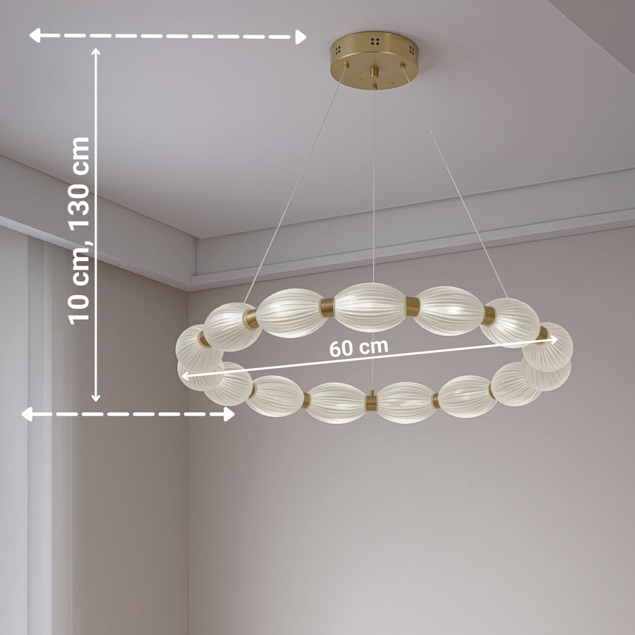 Lustra LED suspendata  FAUSTO II, 42W, lumina Rece/Calda/Neutra, Inaltime Reglabila, Auriu