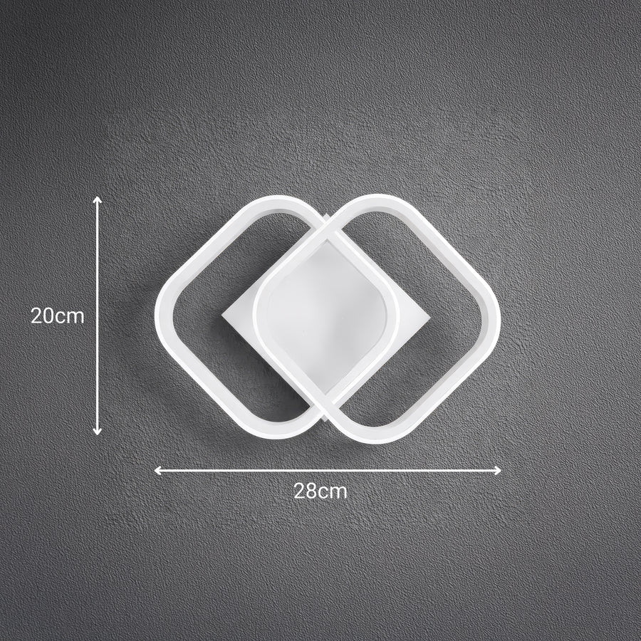 Lustra LED VERTEX Matrix, Romburi Suprapuse, Rame Metalice, 24W, 2 Romburi, Lumina Rece/Calda/Neutra 3000K/4000K/6000K, Alb
