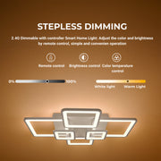 Lustra LED cu telecomanda ELLA 119W, 6 Patrate, lumina Rece/Calda/Neutra, Dimabila, Alb