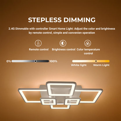 Lustra LED cu telecomanda ELLA 119W, 6 Patrate, lumina Rece/Calda/Neutra, Dimabila, Alb