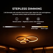 Lustra LED cu telecomanda KILLIAN 80W, 4 Cercuri, lumina Rece/Calda/Neutra, Dimabila, Auriu