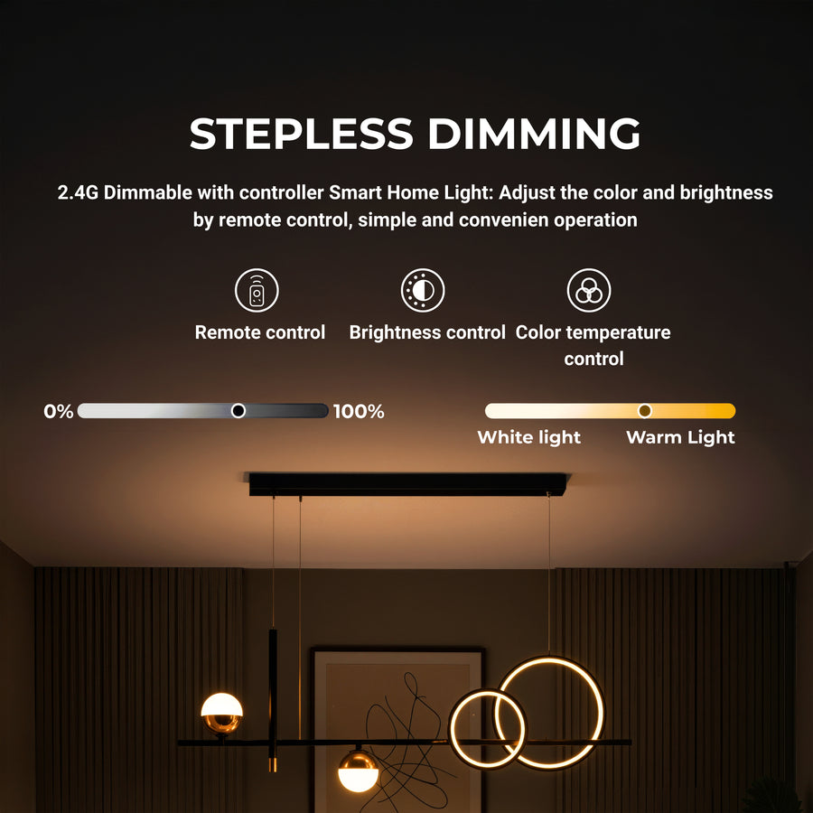 Lustra LED suspendata cu telecomanda DAMARA 44W, lumina Rece/Calda/Neutra, Dimabila, Negru, Inaltime Reglabila