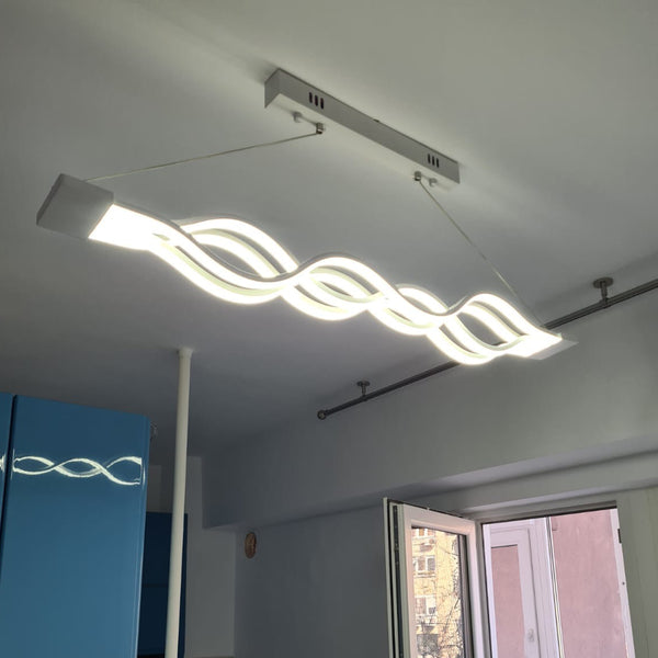 Fotografie de la client: Lustra LED suspendata cu telecomanda WAVE 89W, Liniara, lumina Rece/Calda/Neutra, Dimabila, Alb, Inaltime Reglabila