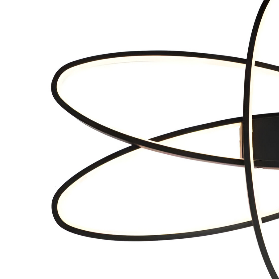 Lustra LED cu telecomanda ORBITA 83W, 3 Elemente, Ovala, lumina Rece/Calda/Neutra, Dimabila, Negru