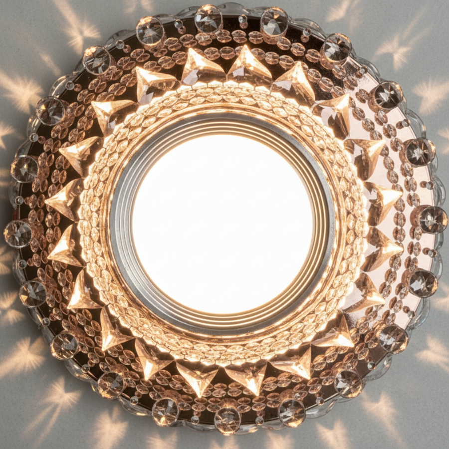 Spot LED ORBITA, 5W, Rotund, Lumina Rece / Calda, Bronz Antichizat, Rasina si Sticla