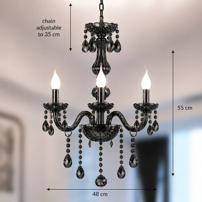 Candelabru Cristal AUGUST Eleganza, 3xE14, Diametru 48cm,  Argintiu, Inaltime Reglabila