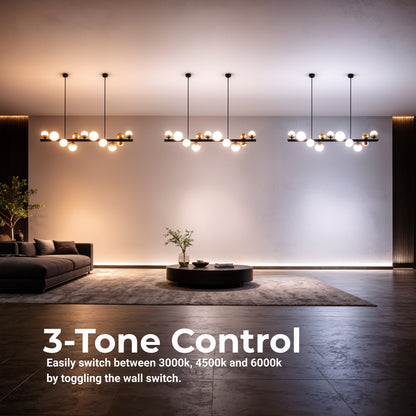 Lustră Suspendată LED Acril Aurion 29W cu Telecomandă, Dimabilă, Negru Auriu, Metal și Acril