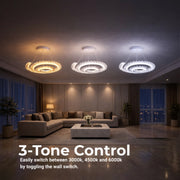 Lustra LED cu Telecomanda  LT188WH, Cristal si Metal, 40W, Dimabila, Inaltime Reglabila, Lumina Rece/Calda/Neutra, Iluminat Luxos