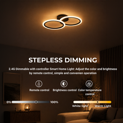 Lustra LED cu telecomanda BETTY 27W, 2 Cercuri, lumina Rece/Calda/Neutra, Dimabila, Negru