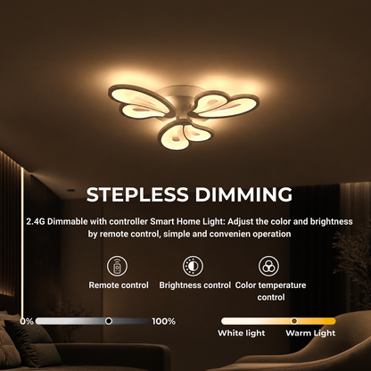 Lustra LED cu telecomanda BLOSSOM 40W, 3 Petale, lumina Rece/Calda/Neutra, Dimabila, Alb