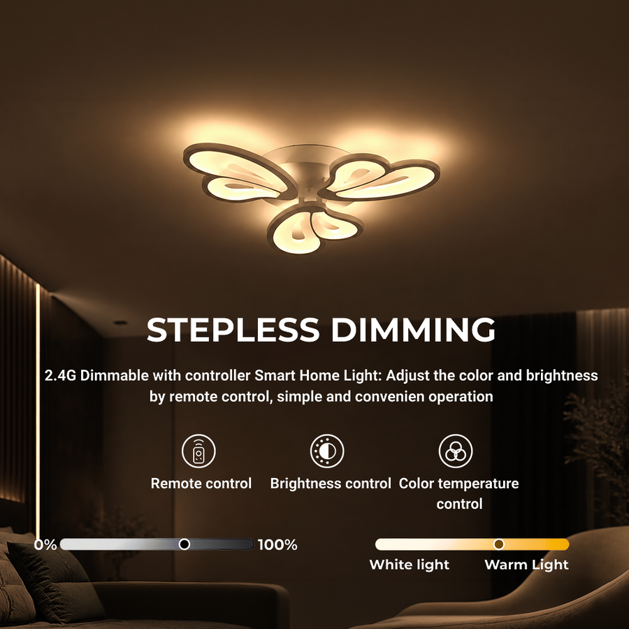 Lustra LED cu telecomanda BLOSSOM 40W, 3 Petale, lumina Rece/Calda/Neutra, Dimabila, Alb