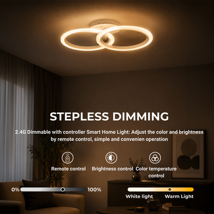 Lustra LED cu telecomanda BETTY 27W, 2 Cercuri, lumina Rece/Calda/Neutra, Dimabila, Alb