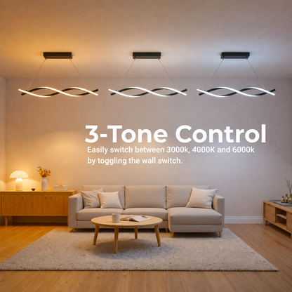 Lustra LED Suspendata cu Telecomanda, FLUX, 27W, 97cm, Lumina Rece/Calda/Neutra 3000K/4000K/6000K, Dimabila, Negru, Inaltime Reglabila, Metal si Silicon