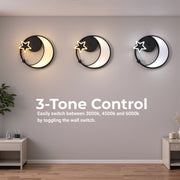 Lustra LED cu telecomanda ALYONA 44W, Luna si Stea, lumina Rece/Calda/Neutra, Dimabila, Negru