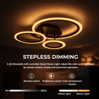 Lustra LED cu telecomanda BETTY 40W, 3 Cercuri, lumina Rece/Calda/Neutra, Dimabila, Negru