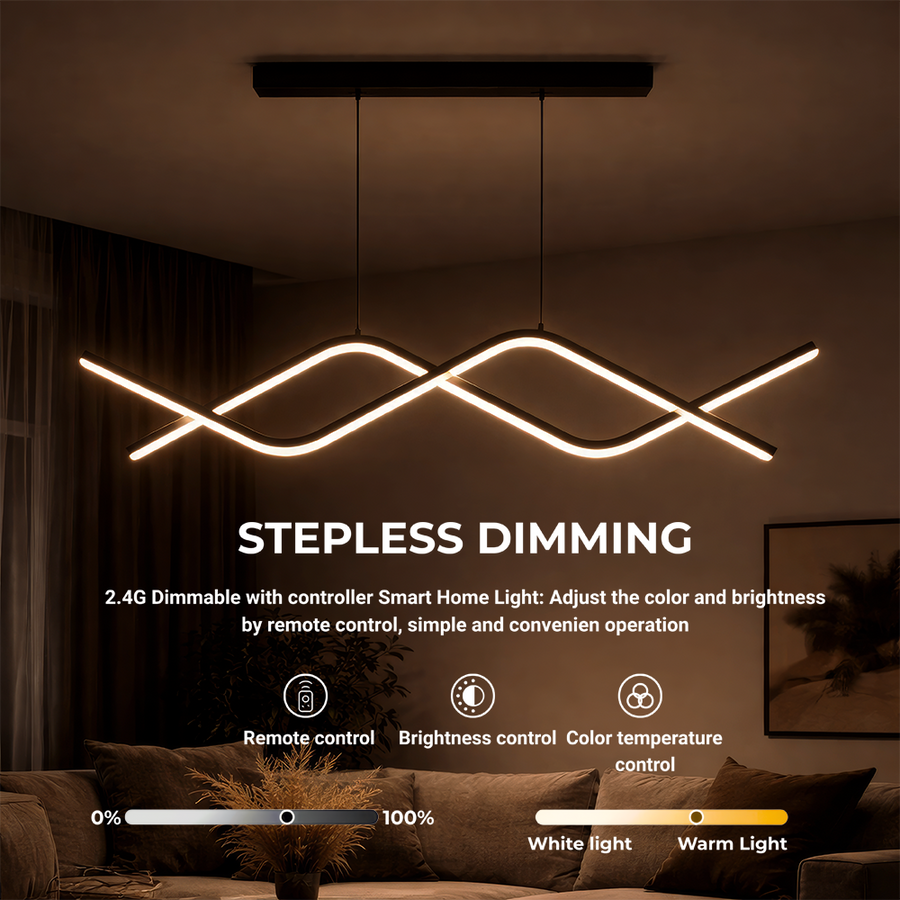 Lustra LED suspendata cu telecomanda ZIGZAG 27W, lumina Rece/Calda/Neutra, Dimabila, Negru, Inaltime Reglabila