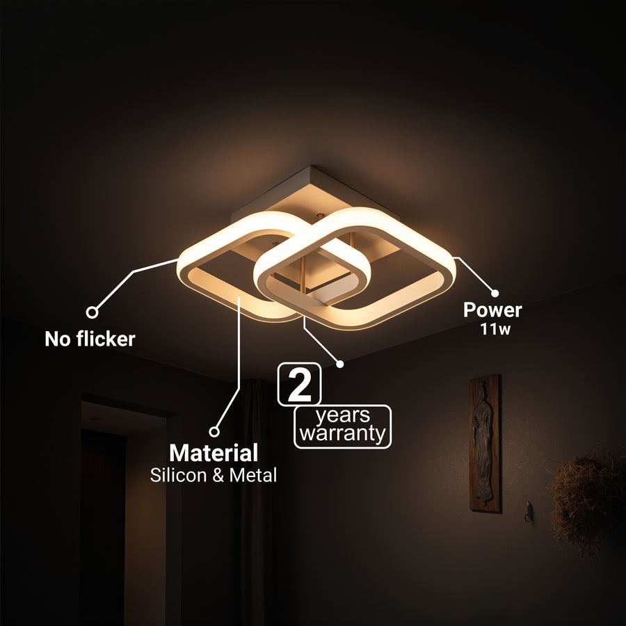 Lustra LED VERTEX Matrix, Romburi Suprapuse, Rame Metalice, 24W, 2 Romburi, Lumina Rece/Calda/Neutra 3000K/4000K/6000K, Alb