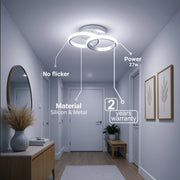 Lustra LED VERTEX CIRCULA 21W, 2 Cercuri, Rame Metalice, lumina Rece/Calda/Neutra, Alb