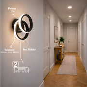 Lustra LED VERTEX CIRCULA 21W, 2 Cercuri, Rame Metalice, lLumina Rece/Calda/Neutra 3000K/4000K/6000K, Negru, Metal