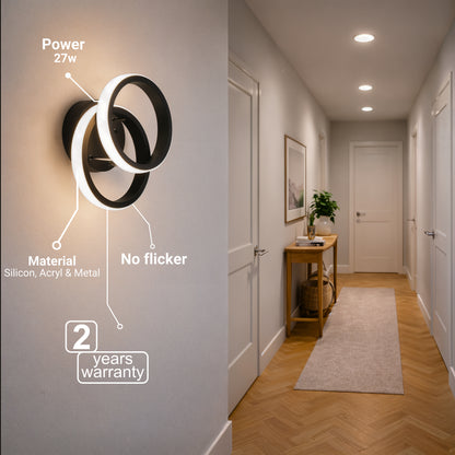 Lustra LED VERTEX CIRCULA 21W, 2 Cercuri, Rame Metalice, lLumina Rece/Calda/Neutra 3000K/4000K/6000K, Negru, Metal