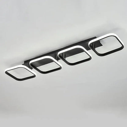 Lustra LED VERTEX 45W, 4 Patrate, Liniara, lumina Rece/Calda/Neutra, Neagra