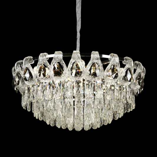 Candelabru Cristal CC5122/500CR 9x E14, Diametru 49cm, Crom Lucios, Inaltime Reglabila