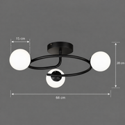 Lustra LED si cristal ORBIT, 66cm, 3xE27, Globuri, Negru