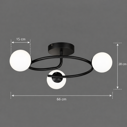 Lustra LED si cristal ORBIT, 66cm, 3xE27, Globuri, Negru