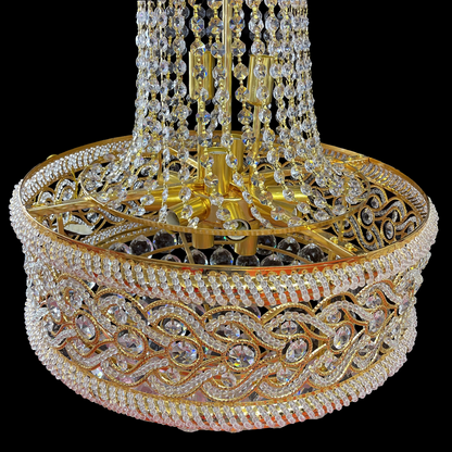 Candelabru Cristal CC718/400, 11x E14, Diametru 40cm, Auriu Lucios