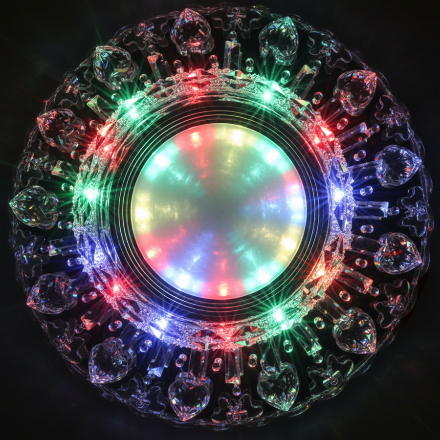 Spot LED ORBITA, 5W, Rotund, Lumina Rece + RGB, Alb, Rasina si Sticla