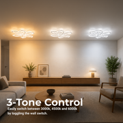 Lustra LED cu telecomanda GLORIOSA 95W, 5 Petale, lumina Rece/Calda/Neutra, Dimabila, Alb