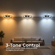 Lustra LED VERTEX 21W, 2 Patrate, Liniara, lumina Rece/Calda/Neutra, Neagra