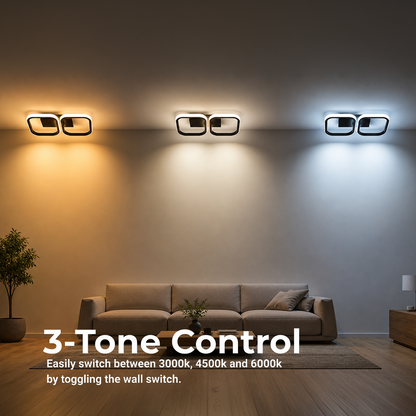 Lustra LED VERTEX 21W, 2 Patrate, Liniara, lumina Rece/Calda/Neutra, Neagra