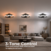 Lustra LED VERTEX Matrix Romburi Suprapuse, Rame Metalice, 24W, 2 Romburi, Lumina Rece/Calda/Neutra 3000K/4000K/6000K, Negru, Metal si Silicon