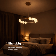 Lustră Suspendată LED Acril Nova 57W cu Telecomandă, Dimabilă, 3000K/4000K/6000K, Auriu, Metal și Acril