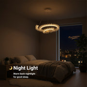 Lustra LED cu Telecomanda  LT188WH, Cristal si Metal, 40W, Dimabila, Inaltime Reglabila, Lumina Rece/Calda/Neutra, Iluminat Luxos