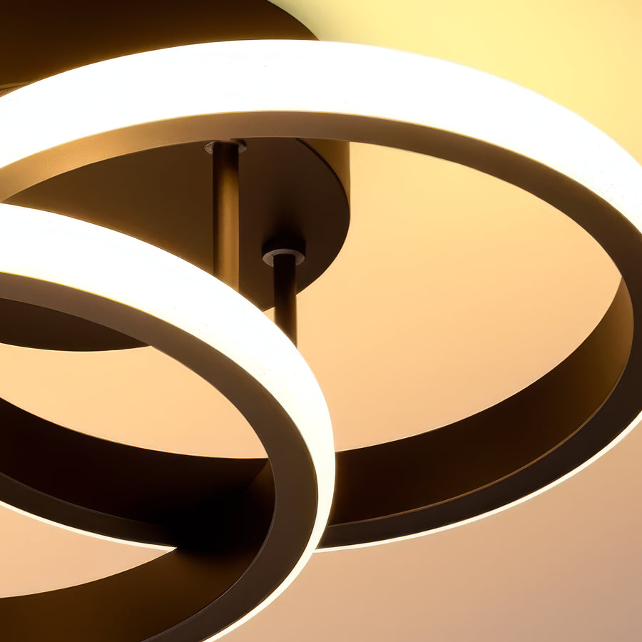 Lustra LED VERTEX CIRCULA 21W, 2 Cercuri, Rame Metalice, lLumina Rece/Calda/Neutra 3000K/4000K/6000K, Negru, Metal