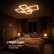 Lustra LED cu telecomanda ELLA 119W, 6 Patrate, lumina Rece/Calda/Neutra, Dimabila, Alb