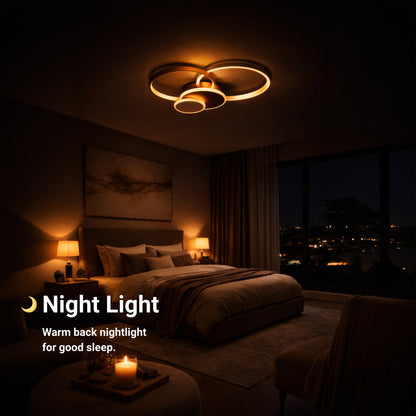 Lustra LED cu telecomanda KILLIAN 80W, 4 Cercuri, lumina Rece/Calda/Neutra, Dimabila, Auriu